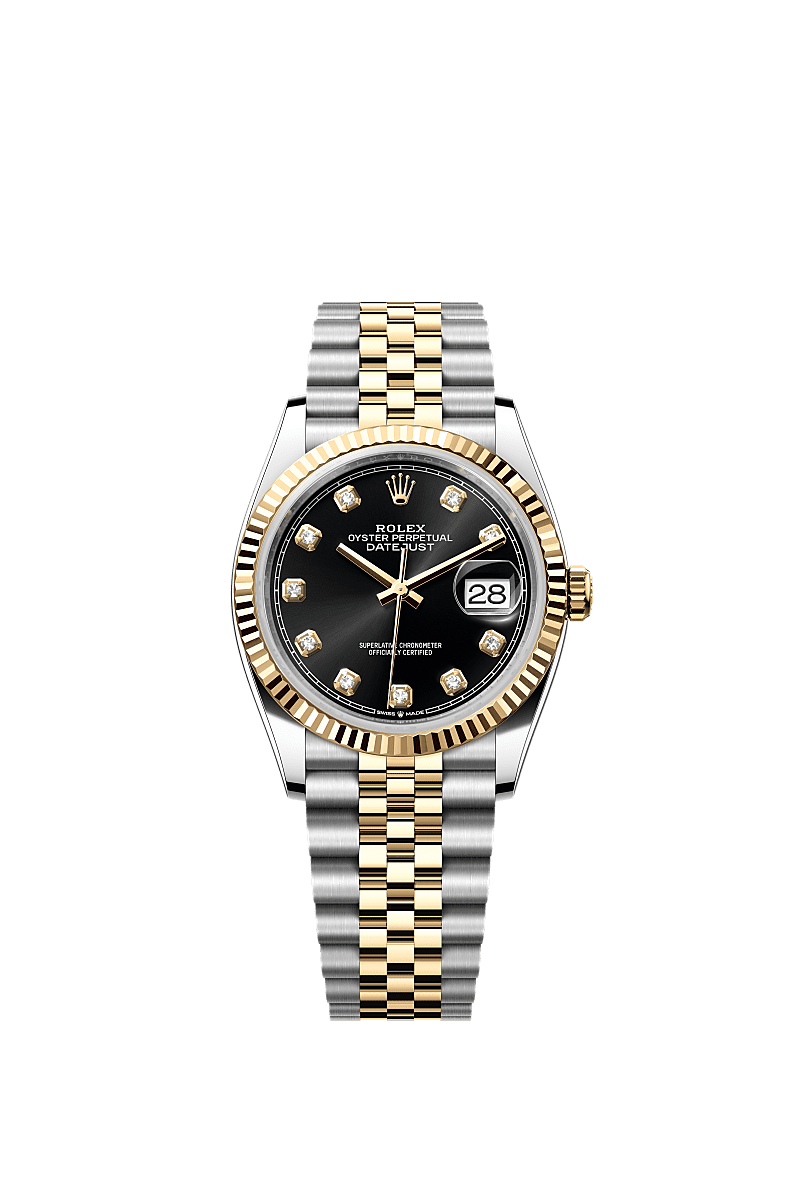 Rolex Datejust 36 Bright black set with diamonds Jubilee, 36 mm, Oystersteel and yellow gold 126233