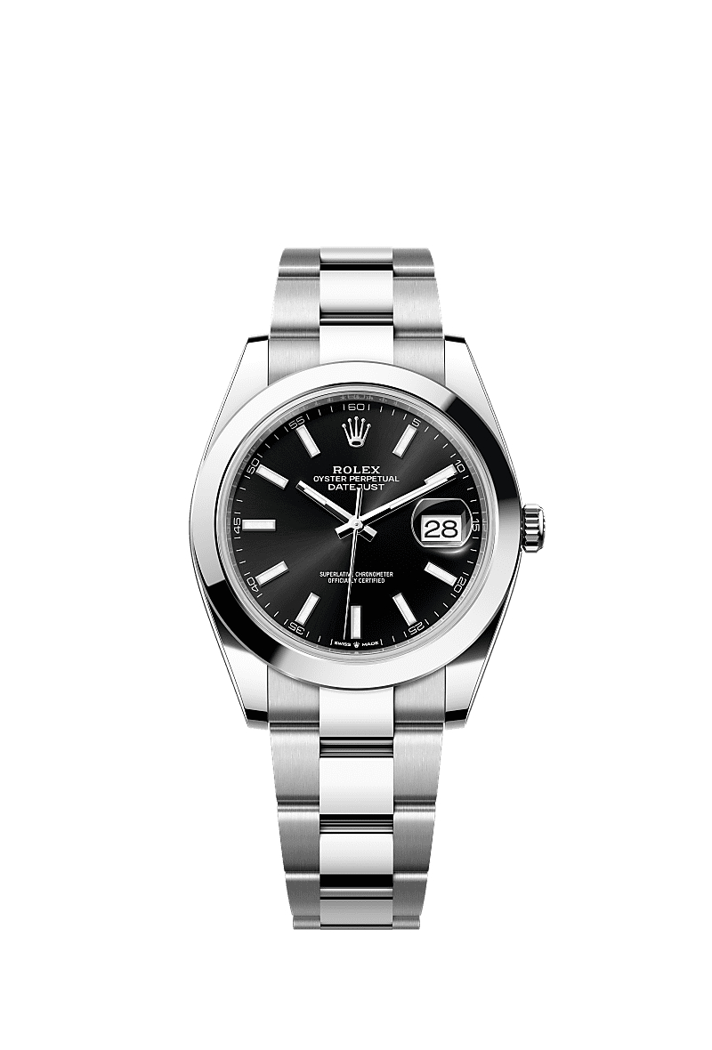Rolex Datejust 41 Bright black Oyster, 41 mm, Oystersteel 126300
