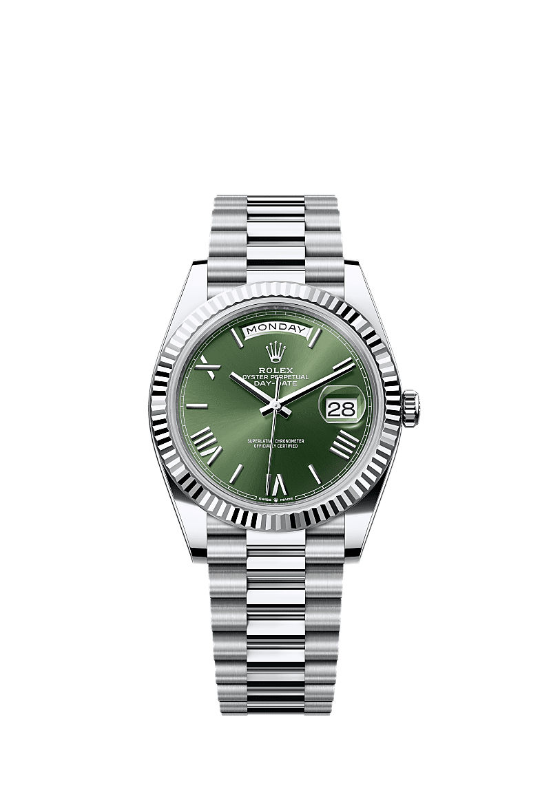 Rolex Day-Date 40 Olive green Oyster, 40 mm, platinum 228236